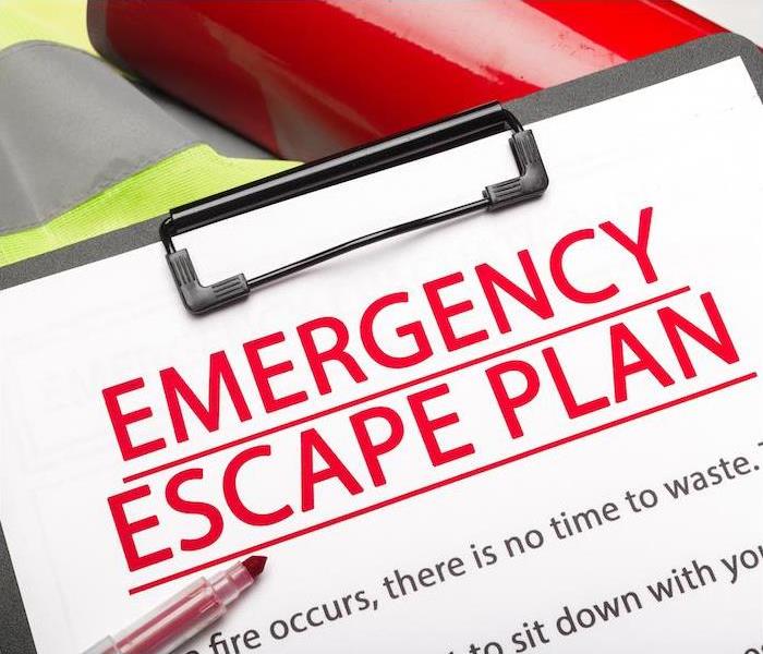 a emergency escape plan on a clipboard