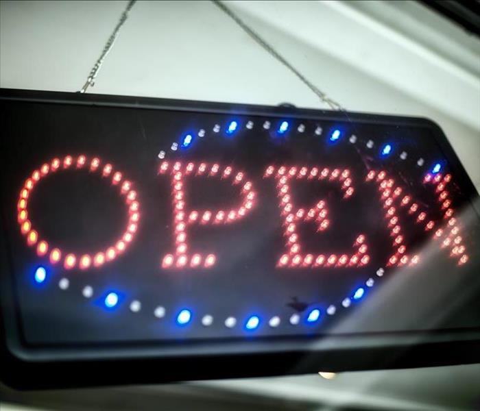 Neon open sign with arches